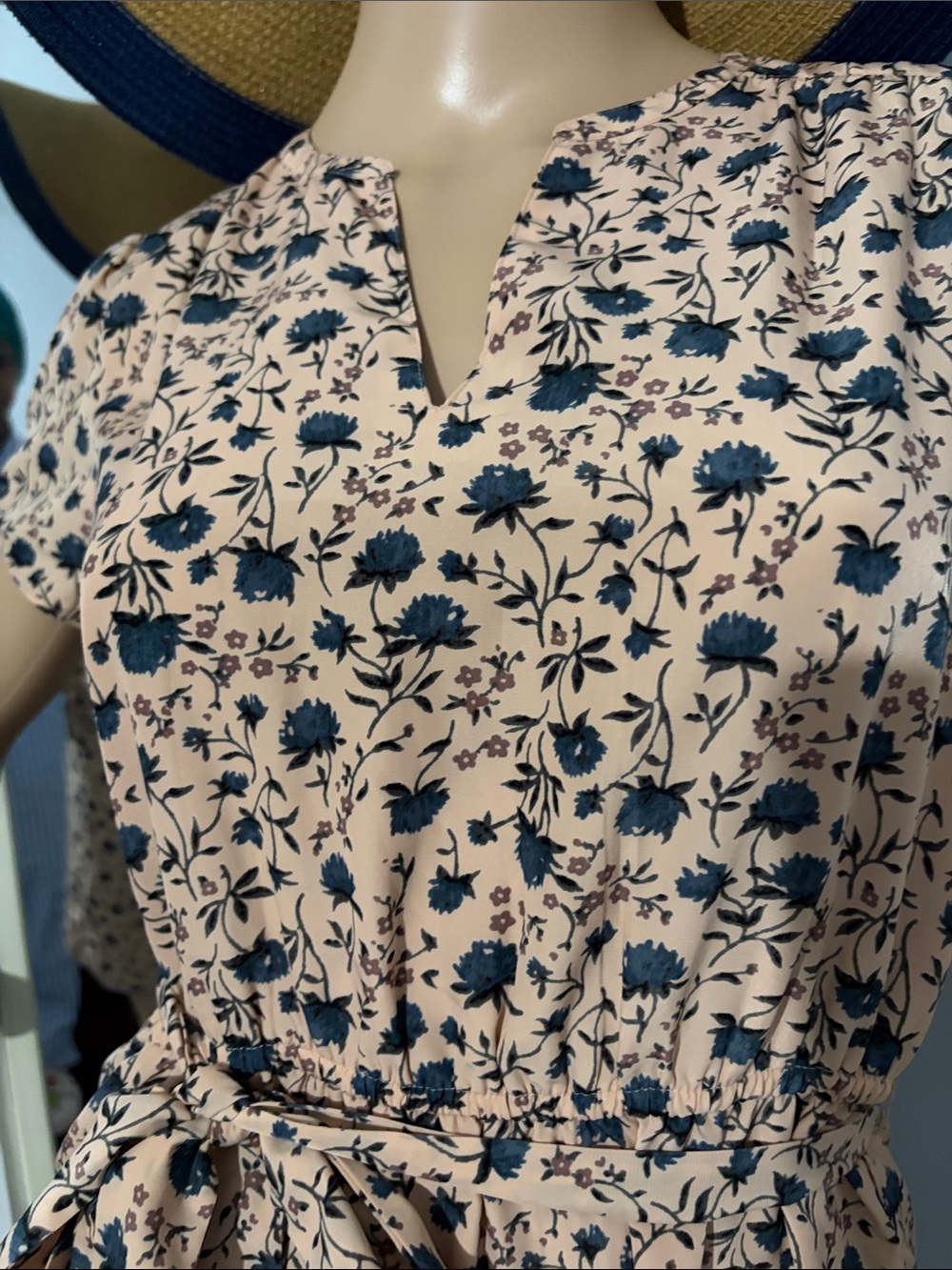 Loft Fashion Peach Floral Tie-Waist Mini Dress - Picture 2 of 2